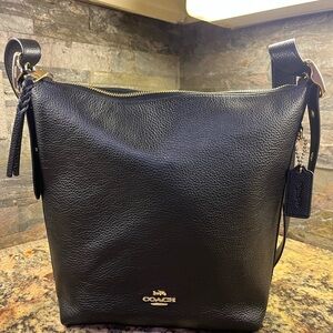 Coach Black Pebbled Leather Shoulder Bag with Gold Hardware